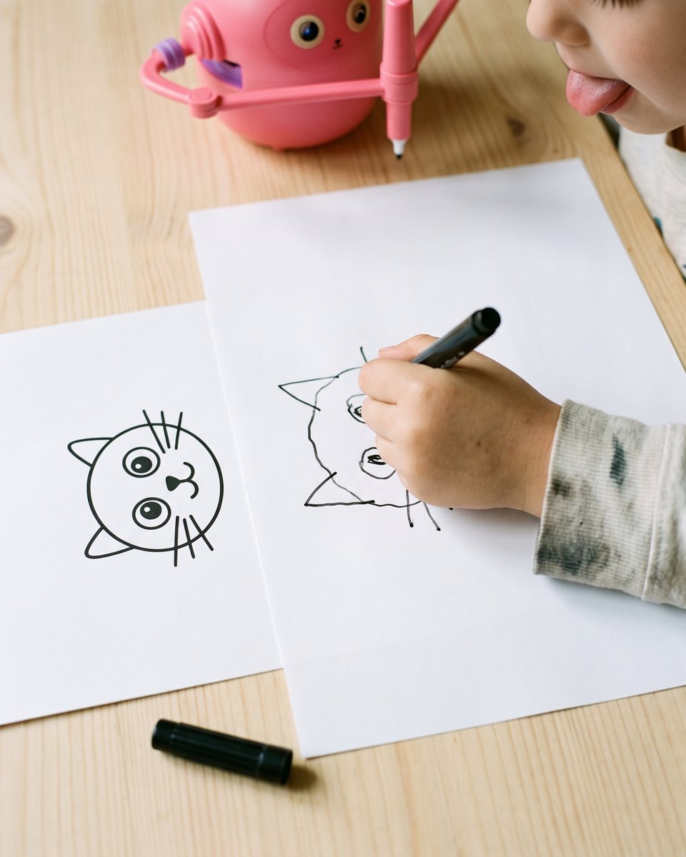 Copy: a child copies the step on their own page